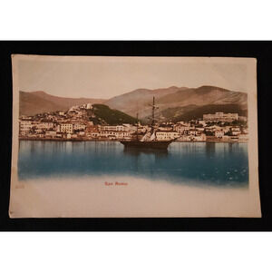Vintage Antique San Remo Panorama da Ovest Italy Lake Ship Postcard Photo Rare